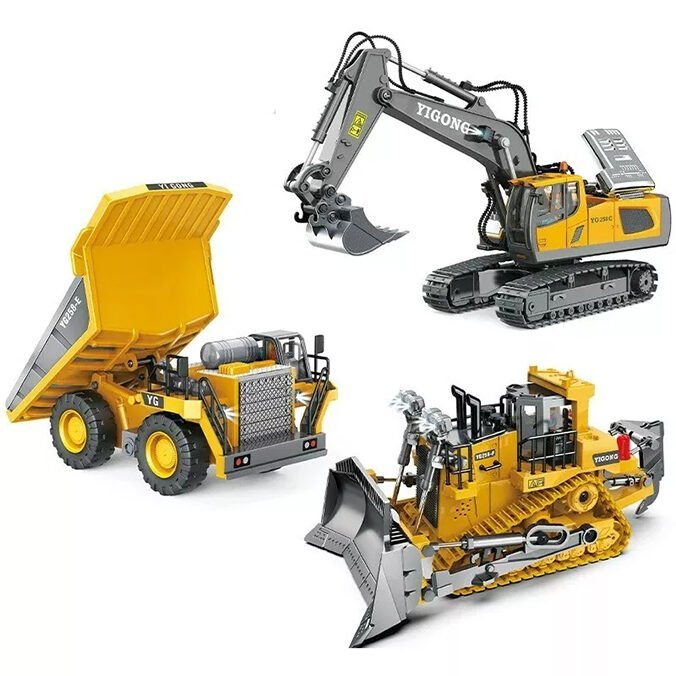 RC Bulldozer & Dump Truck Toy for Kids